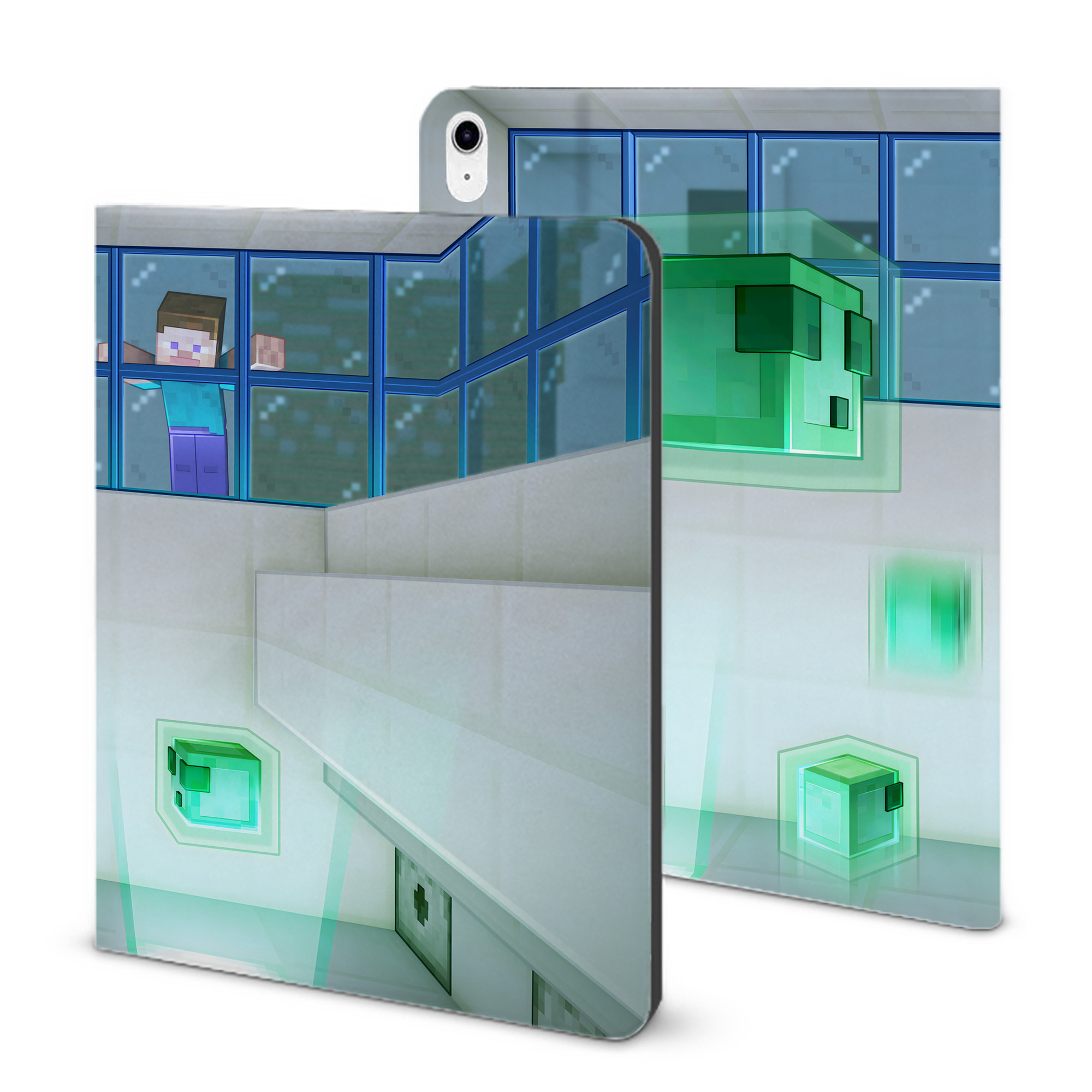 （画像用） マインクラフト ブロックの世界 Minecraft MC Block world IPad ケース ブック型 PUレザー TPU 耐衝撃 軽量 薄型 ペン収納なし 全面保護 IPad 各モデル対応